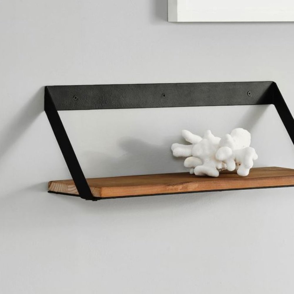 NEW Pottery Barn Trenton Shelf, Aged Wood & Iron, 12"W x 6" D